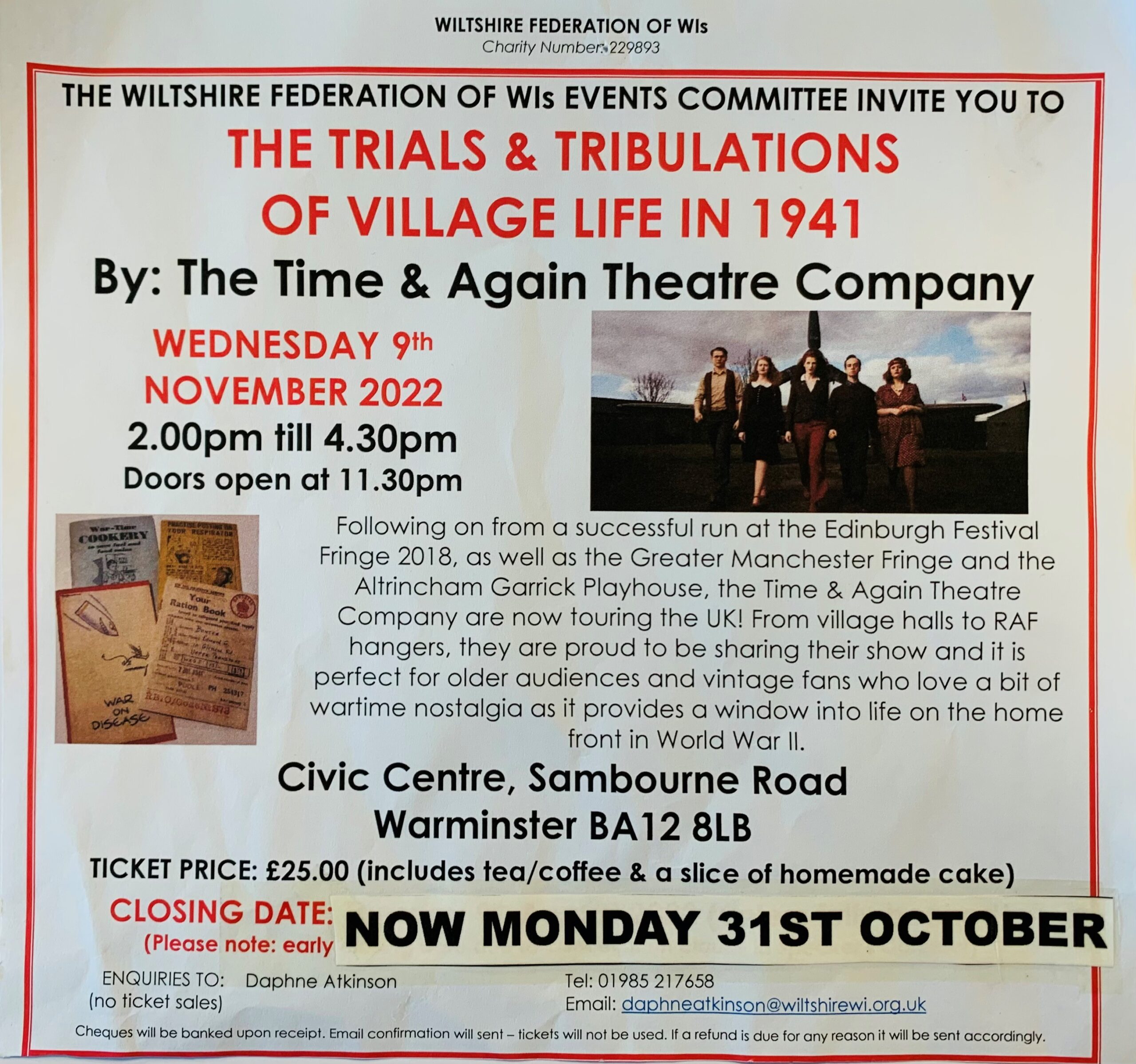Wiltshire Federation of WIs presents: The Trials and Tribulations of Village Life in 1941