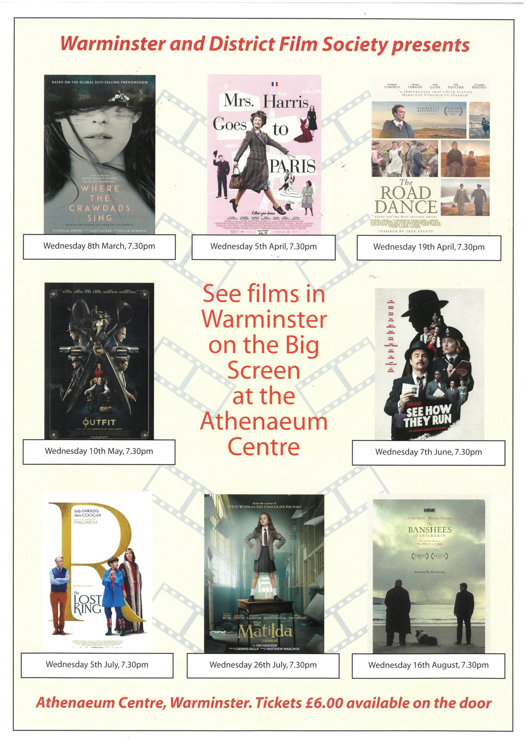 Film Shows at the Athenaeum Centre - March to August