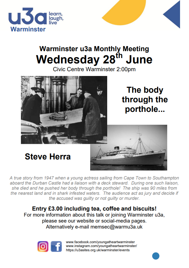 Warminster U3A Monthly Talk - The Body Through the Porthole by Steve Herra