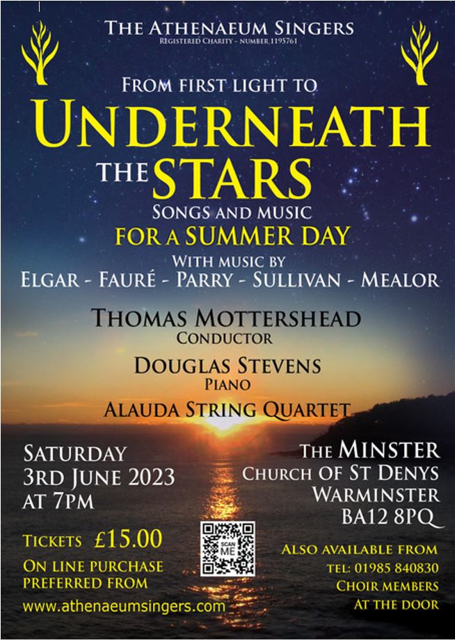 From first light to  Underneath the Stars Songs and music for a summer day.       Saturday 3rd June 2023 at 7 pm