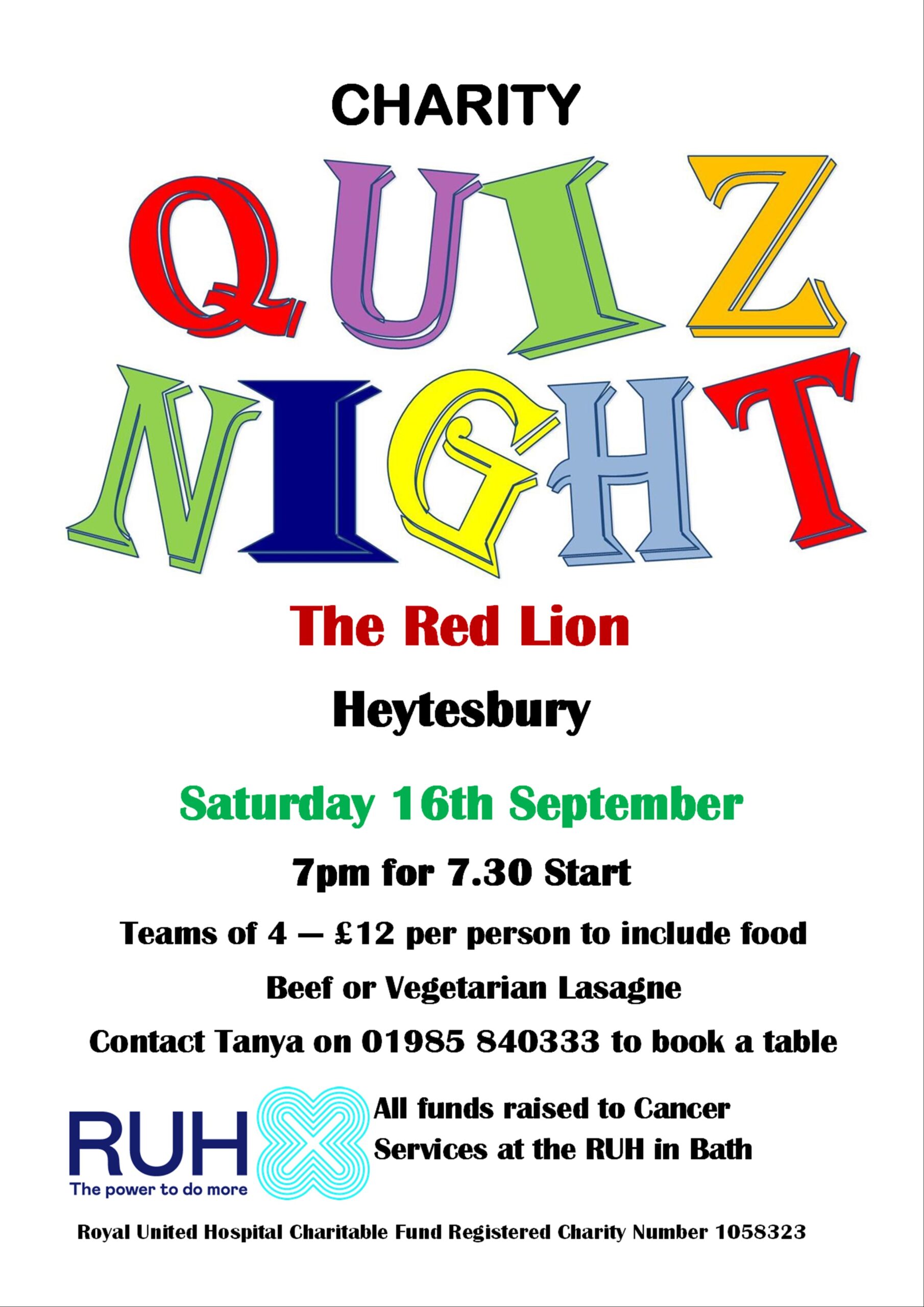 Charity Quiz Night - The Red Lion Heytesbury