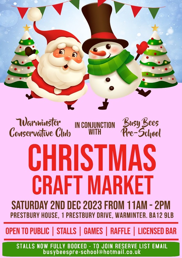 Warminster Conservative Club in conjunction with Busy Bees Pre-School Christmas Craft Market