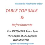 Table top sale and refreshments