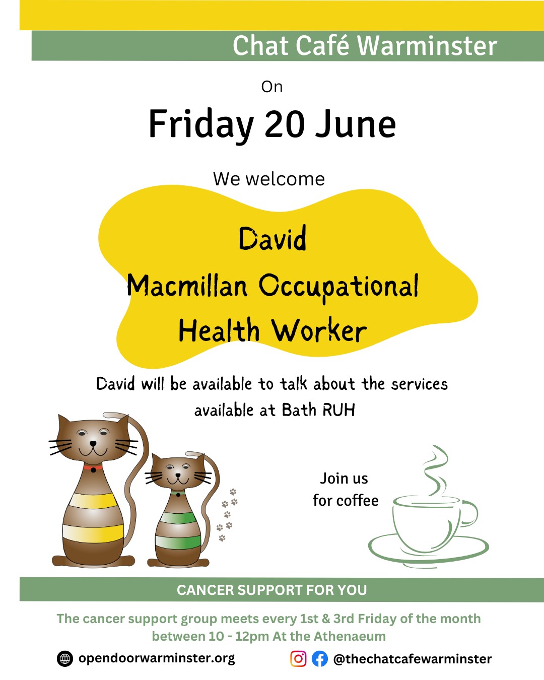 Chat Cafe Warminster - David Macmillian Occupational Heath Worker