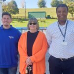 Ryan Widdows (Cafe Manager), Judith Halls (Deputy Town Clerk) and PCSO Roland Revers