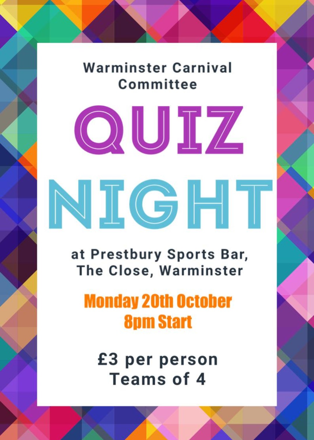Quiz night for Warminster Carnival