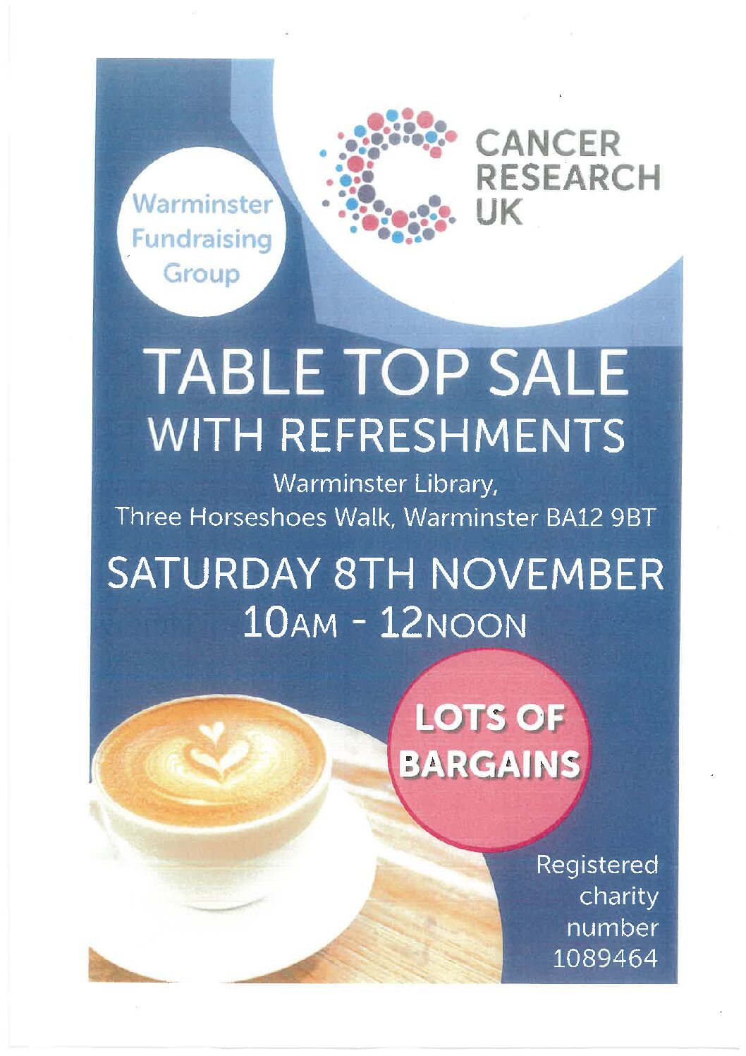 Table Top Sale for Cancer Research UK